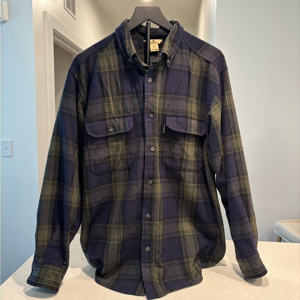 Woolrich Blue and Green Plaid Shirt, Men’s size L